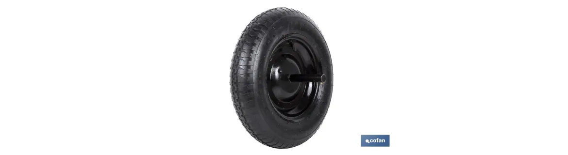 Rueda para carretilla de obra Neumática  con Varillas | Ø del eje en 20 mm | Diámetro rueda Ø 370 mm | Peso máximo 120 kg