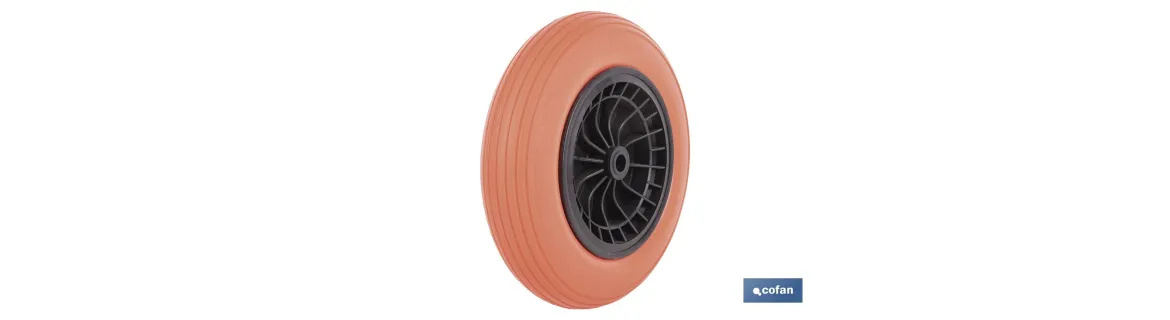 Rueda para carretilla de obra con rodamiento | Fabricada con llanta de ABS impinchable | Para pesos de hasta 120 kg