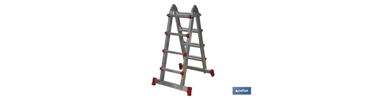 Escalera de Aluminio multiposición | Unidades de 4 tramos x 4 peldaños y 4 tramos x 5 peldaños | Normativa EN 131 y 150 kilos