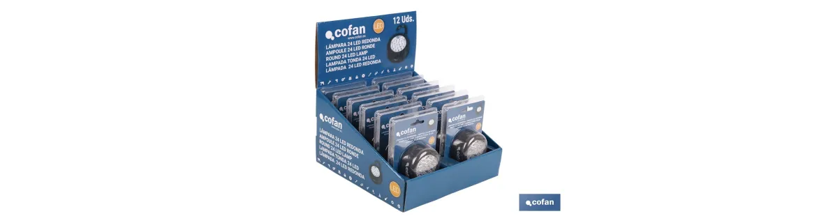 Expositor 12 uds Lámpara 24 led Redonda
