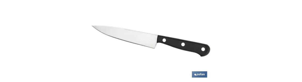 Cuchillo verduras | Modelo Saffron | Medida de 15 cm | Hoja de Acero Inox | Mango de Polioximetileno | Color Negro