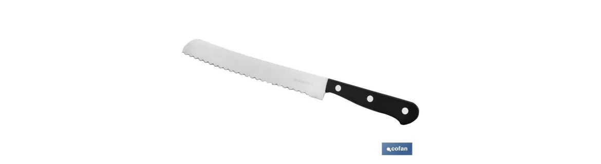 Cuchillo Panero | Modelo Saffron | Medida de 20 cm | Hoja de Acero Inox | Mango de Polioximetileno | Color Negro