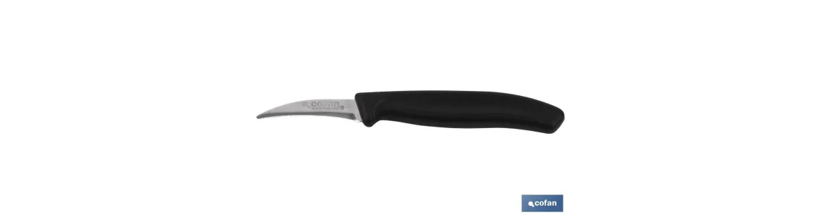 Cuchillo de Recolección | Pack de 12 Unidades | Modelo puntilla curva | Medida de la hoja 60 mm | Mango de Color negro