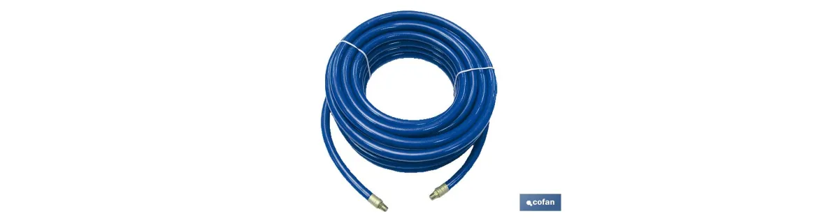 Manguera de compresor Ø8 x 12mm (Rosca macho BSP 1/4) longitud 15 Metros | Manguera azul para aire comprimido en PVC