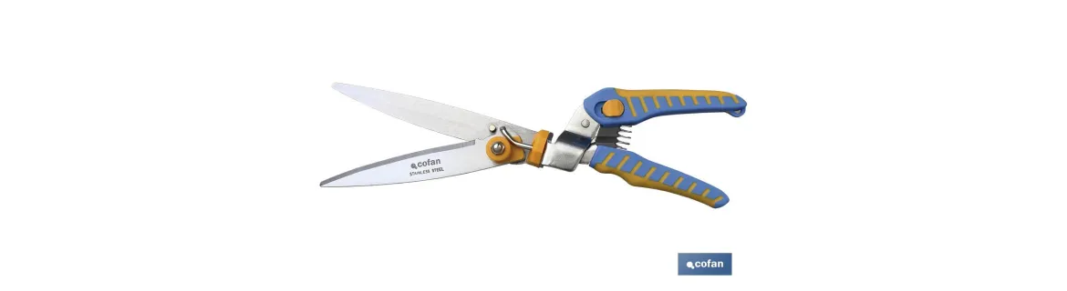 Tijeras Cortacésped profesionales de acero inoxidable de 34 cm | Con corte ajustable de 180° y Mangos Ergonómicos