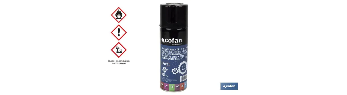 Grasa blanca de litio + PTFE 400 ml | En spray con aditivo de PTFE | Spray de lubricante líquido