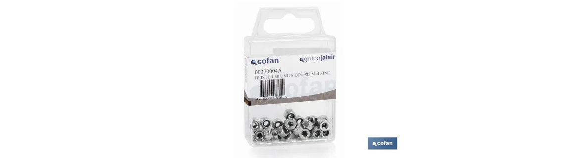 Tuercas Hexagonales Autoblocante Nylon DIN 985 Blíster Estándar