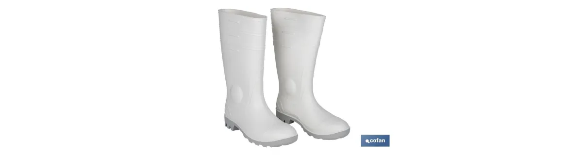 Bota de Agua | Alta de Seguridad S-4 | Color Blanco | Puntera de Acero | Fabricada en PVC-Nitrilo