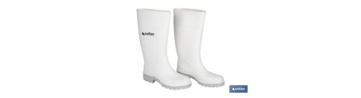 Bota de Agua | Alta | Fabricada en PVC | Color Blanco | Suela Antideslizante y Resistente a la Abrasión