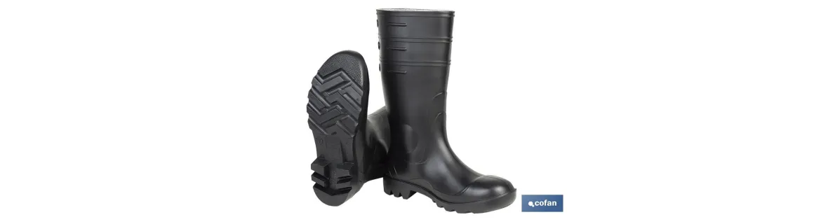 Botas de agua altas S-5 | Calzado de seguridad | Color: negro | Protección reforzada | Disponible desde la talla 38 hasta la 47