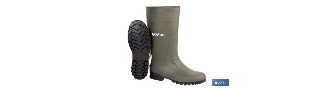 Bota de Agua | Alta | Fabricada PVC | Color Verde | Recubrimiento Interior de Punto