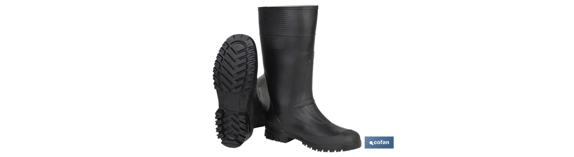 Botas de agua altas | Material: PVC | Color: negro | Protección reforzada | Disponible desde la talla 36 hasta la 48