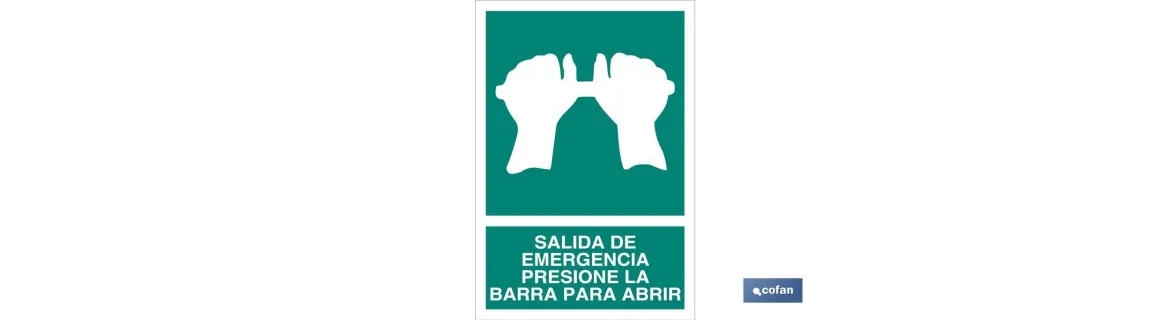 Salida de Emergencia Presione la Barra para Abrir