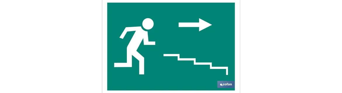 Señal Salida Escalera derecha Bajada Pictograma