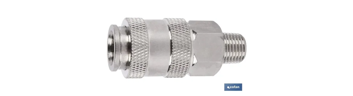 Enchufe rápido universal rosca macho 1/2 | Acoplador Hembra universal con rosca macho BSP 1/2 para instalaciones neumáticas