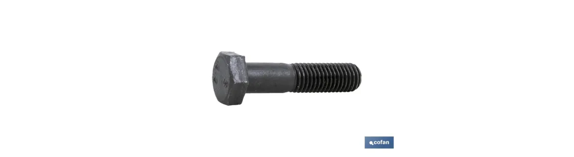 Tornillo con cabeza hexagonal DIN-931 | Rosca parcial 1/2 | Clase 10,9 negro | Medidas desde M-6 hasta M-24