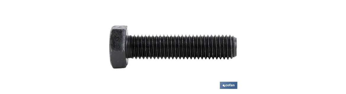 Tornillo con cabeza hexagonal DIN-933 | Rosca total | Clase 12,9 negro | Métricas desde M-6 hasta M-24