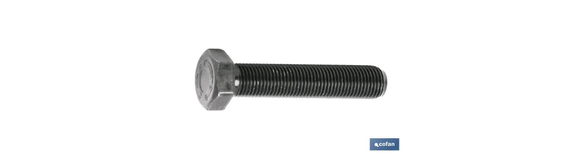 Tornillo con cabeza hexagonal PASO FINO DIN-961 | Rosca total | Clase 8,8 negro | Medidas desde M-8 hasta M-20
