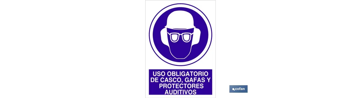 Uso obligatorio de casco, gafas y protectores auditivos