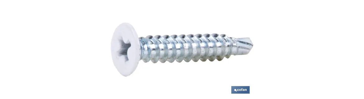 Tornillo autotaladrante cabeza extraplana Phillips Blanco