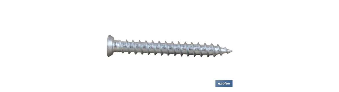 Tornillo Cabeza Plana Torx Anclaje Especial Hormigón. ZINCADO BLANCO SIN CROMO 6